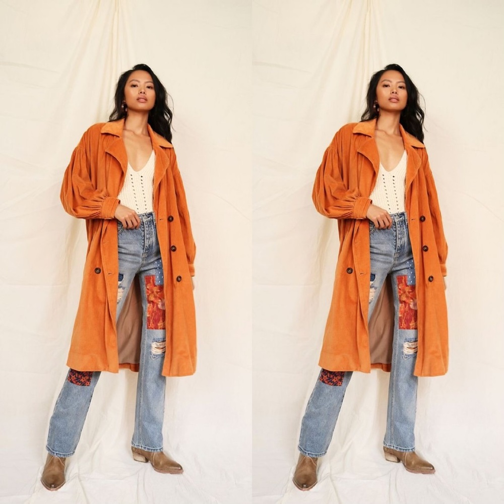 Free People Jenna Cord Trench Coat - Picture 4 of 9